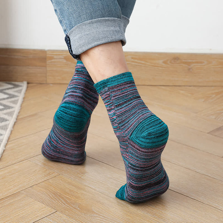 Calcetines de cinco dedos con abertura y diseño étnico vintage a rayas para hombre