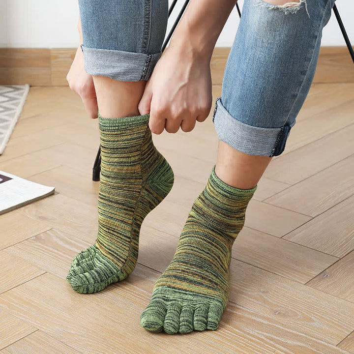 Calcetines de cinco dedos con abertura y diseño étnico vintage a rayas para hombre