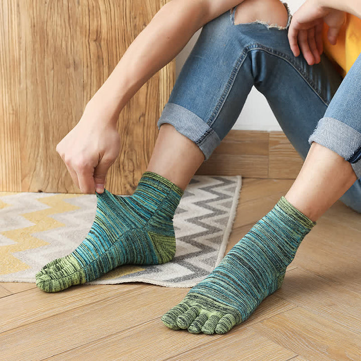 Calcetines de cinco dedos con abertura y diseño étnico vintage a rayas para hombre