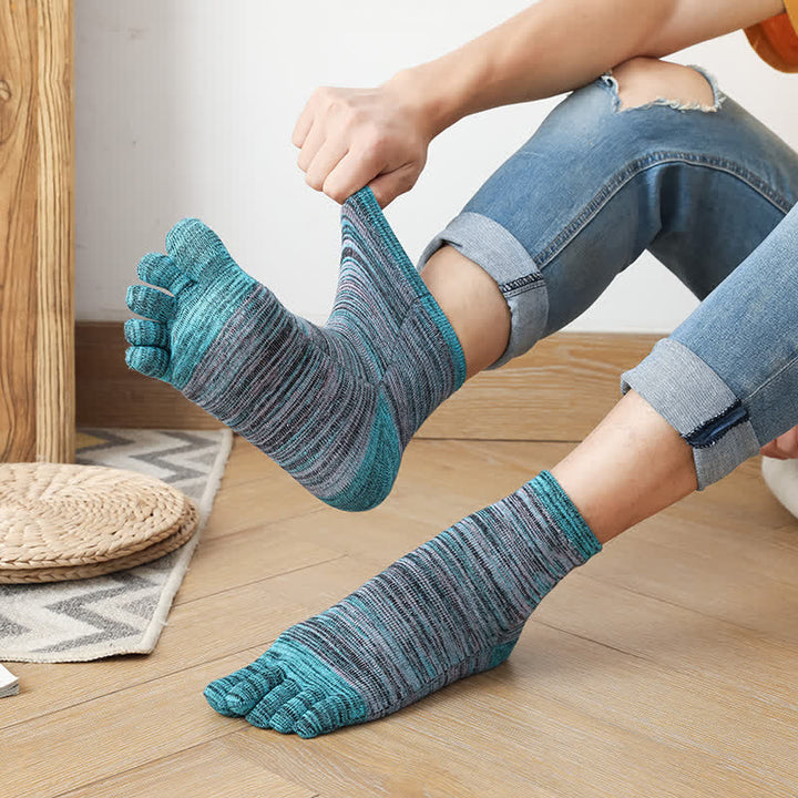 Calcetines de cinco dedos con abertura y diseño étnico vintage a rayas para hombre