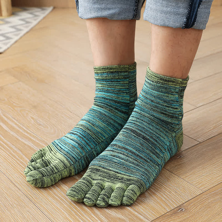 Calcetines de cinco dedos con abertura y diseño étnico vintage a rayas para hombre