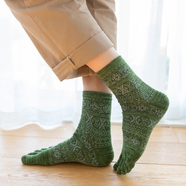 Calcetines de cinco dedos con estampado de estilo vintage para hombre