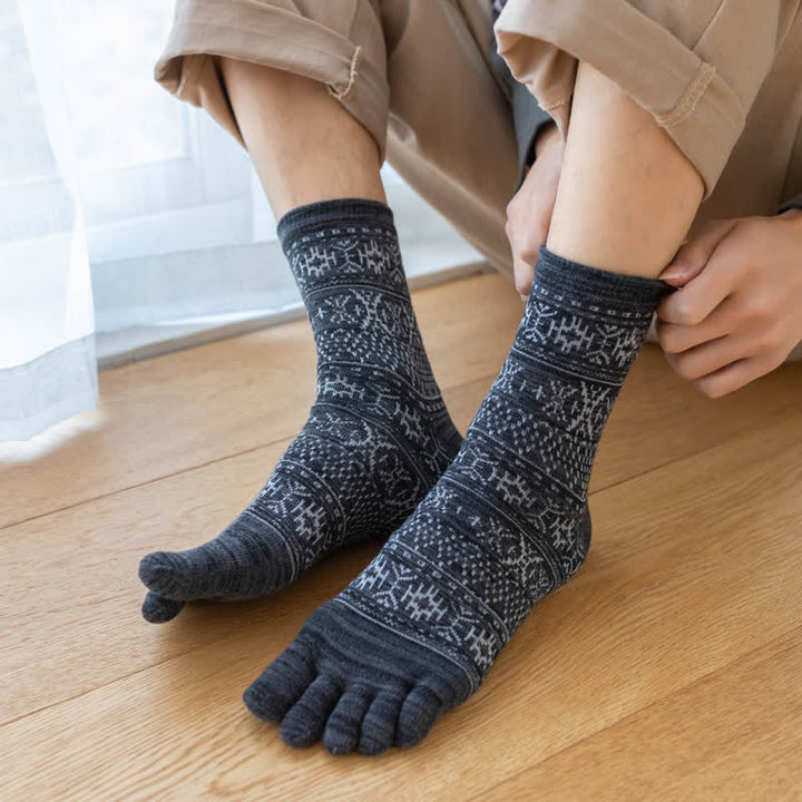 Calcetines de cinco dedos con estampado de estilo vintage para hombre