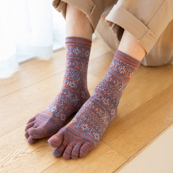 Calcetines de cinco dedos con estampado de estilo vintage para hombre