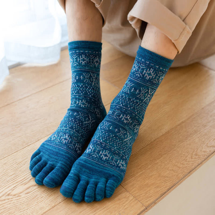Calcetines de cinco dedos con estampado de estilo vintage para hombre