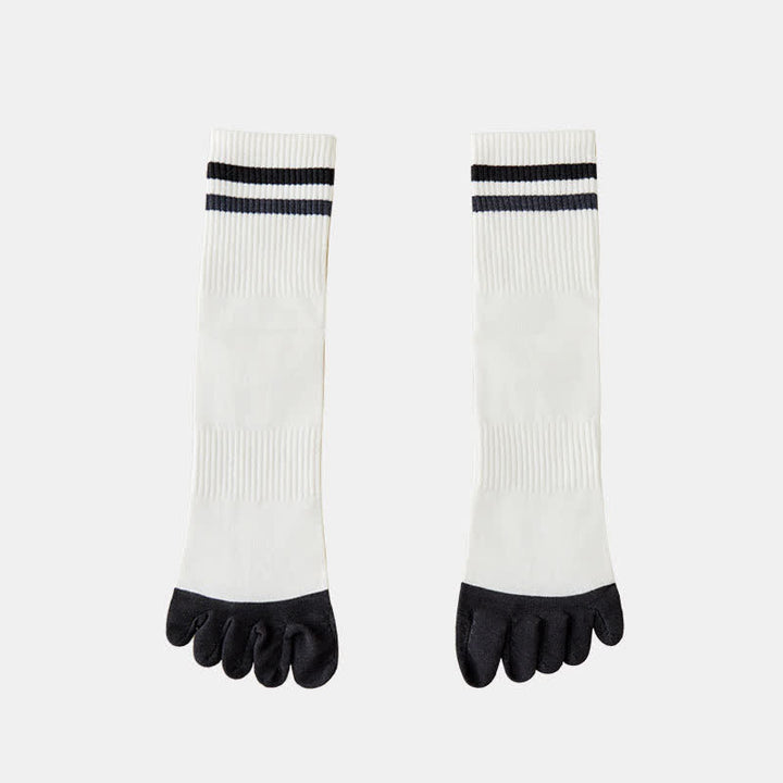 Calcetines de cinco dedos a rayas de colores a juego para hombre