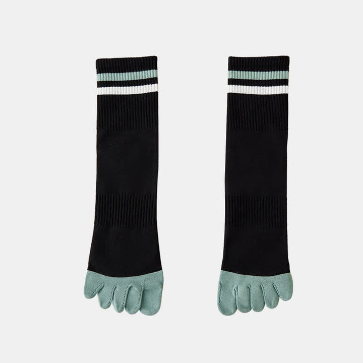 Calcetines de cinco dedos a rayas de colores a juego para hombre