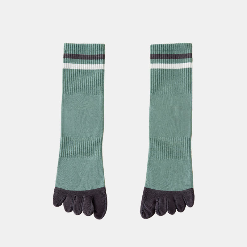 Calcetines de cinco dedos a rayas de colores a juego para hombre