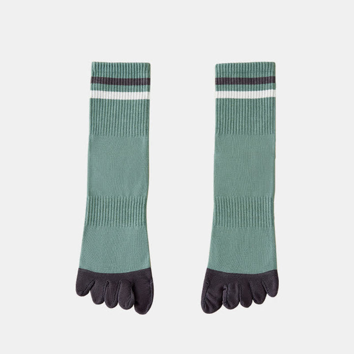 Calcetines de cinco dedos a rayas de colores a juego para hombre