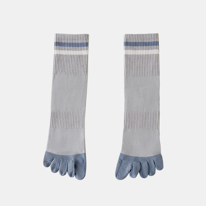 Calcetines de cinco dedos a rayas de colores a juego para hombre