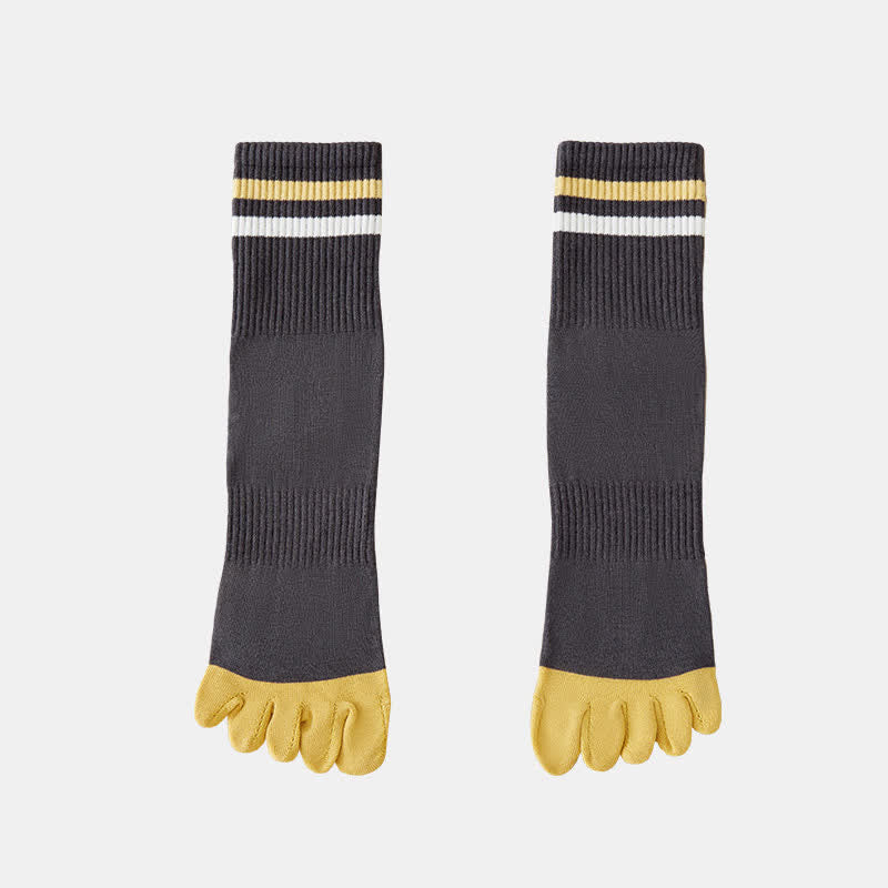 Calcetines de cinco dedos a rayas de colores a juego para hombre