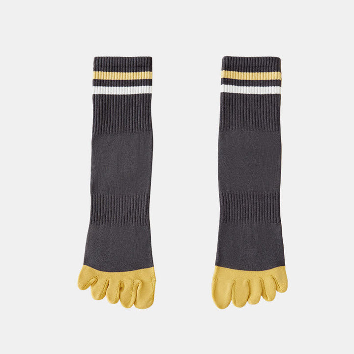 Calcetines de cinco dedos a rayas de colores a juego para hombre