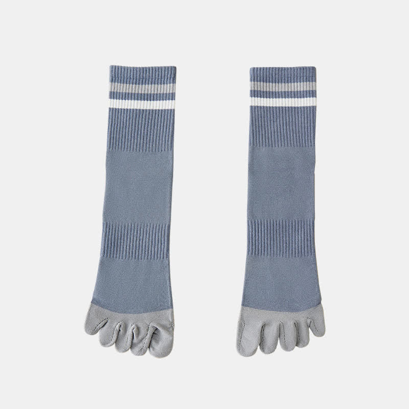 Calcetines de cinco dedos a rayas de colores a juego para hombre