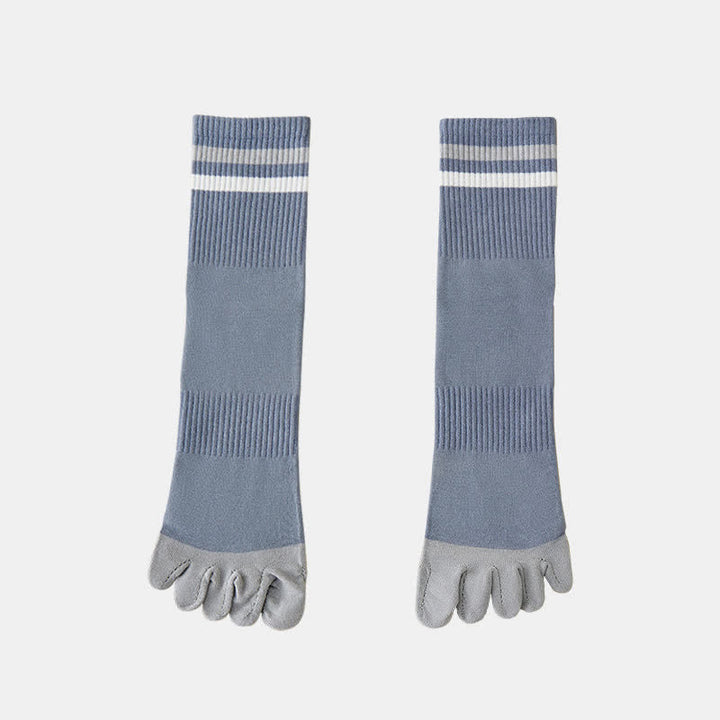 Calcetines de cinco dedos a rayas de colores a juego para hombre