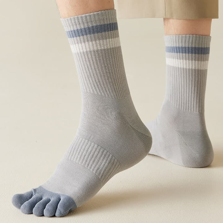Calcetines de cinco dedos a rayas de colores a juego para hombre