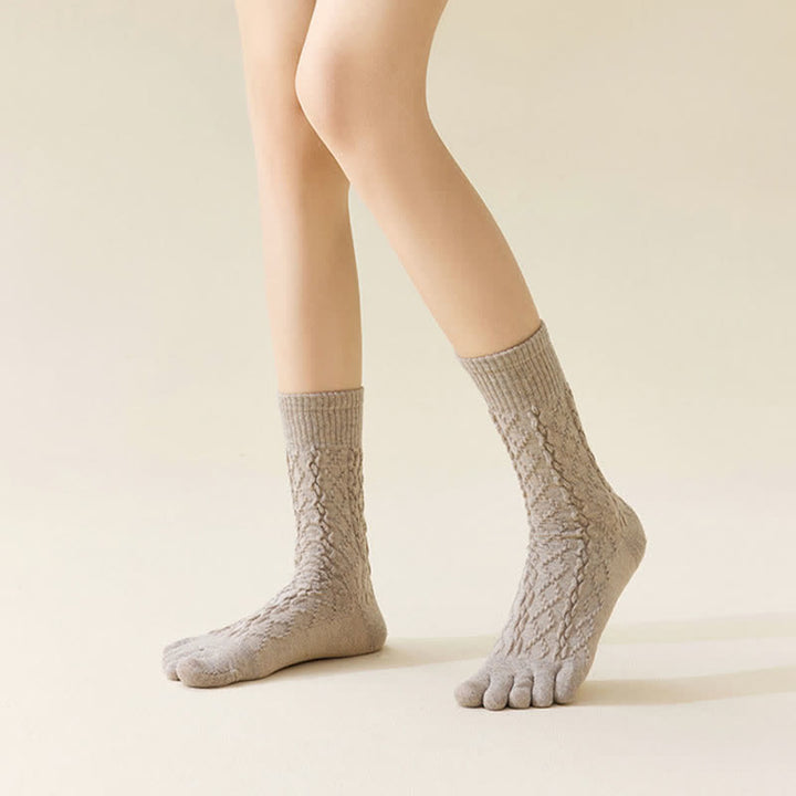 Calcetines de lana con cinco dedos divididos y grano torcido para mujer