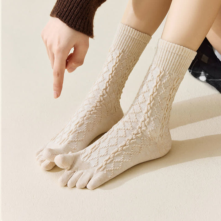 Calcetines de lana con cinco dedos divididos y grano torcido para mujer
