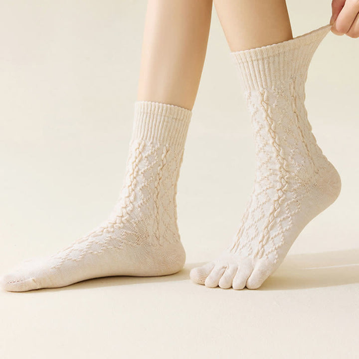 Calcetines de lana con cinco dedos divididos y grano torcido para mujer