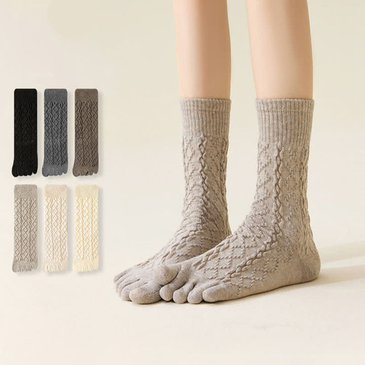 Calcetines de lana con cinco dedos divididos y grano torcido para mujer