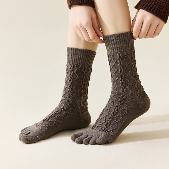 Calcetines de lana con cinco dedos divididos y grano torcido para mujer