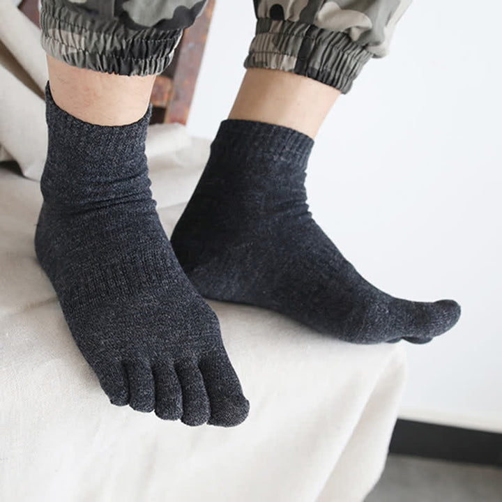 Calcetines tobilleros de algodón de cinco dedos estilo retro para hombre