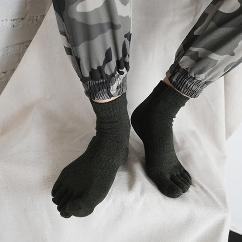 Calcetines tobilleros de algodón de cinco dedos estilo retro para hombre