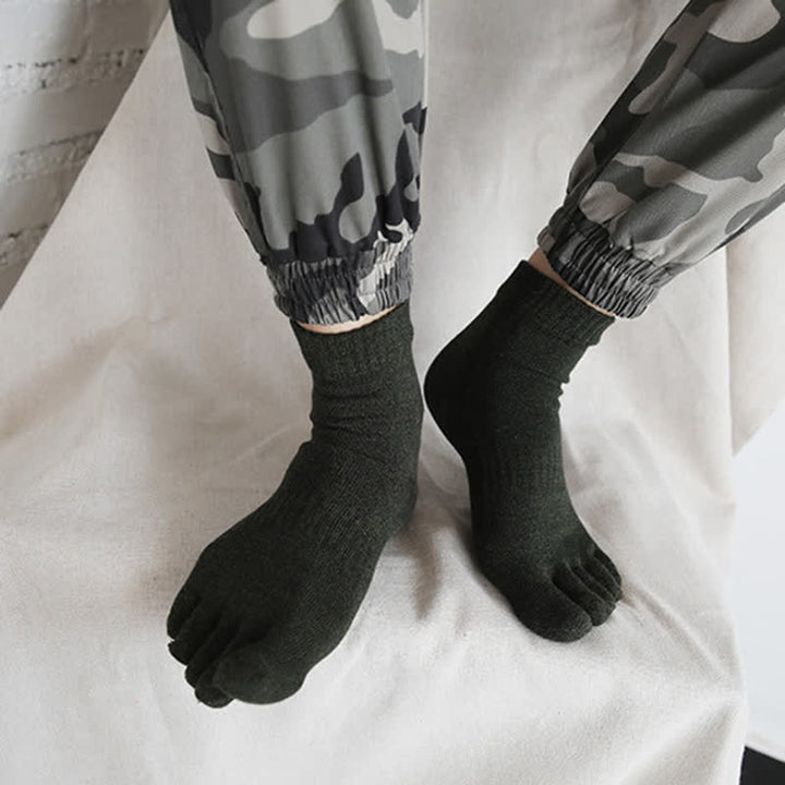Calcetines tobilleros de algodón de cinco dedos estilo retro para hombre
