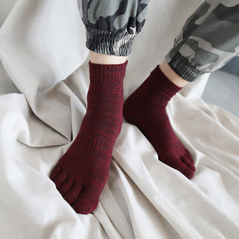 Calcetines tobilleros de algodón de cinco dedos estilo retro para hombre