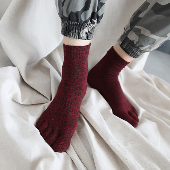 Calcetines tobilleros de algodón de cinco dedos estilo retro para hombre