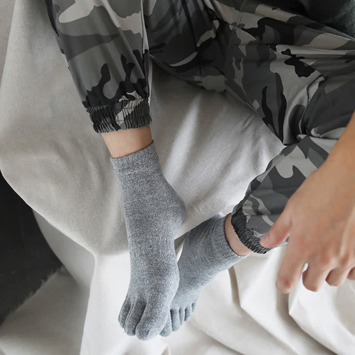 Calcetines tobilleros de algodón de cinco dedos estilo retro para hombre