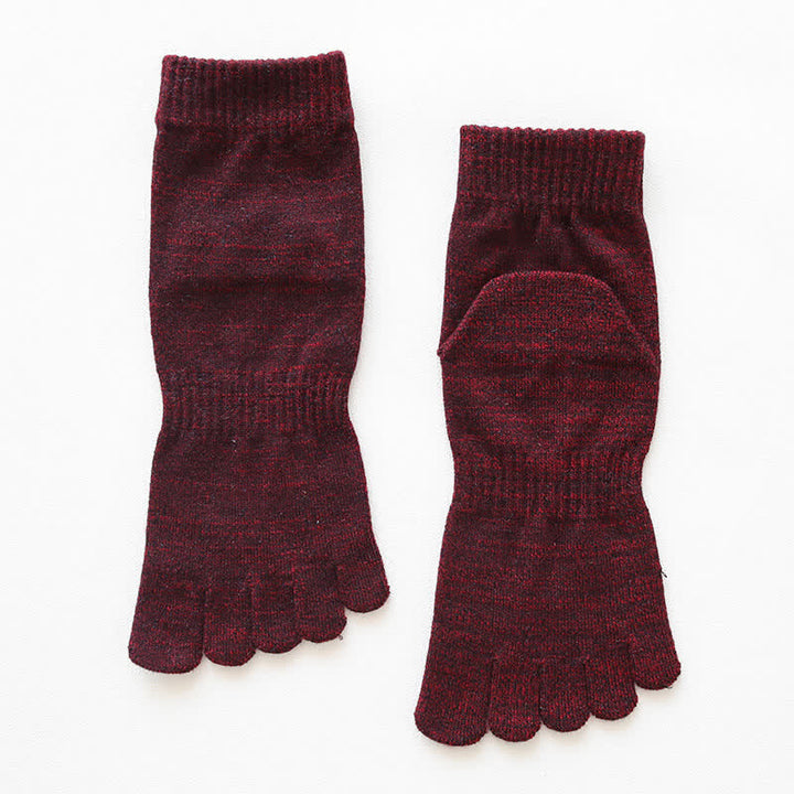 Calcetines tobilleros de algodón de cinco dedos estilo retro para hombre