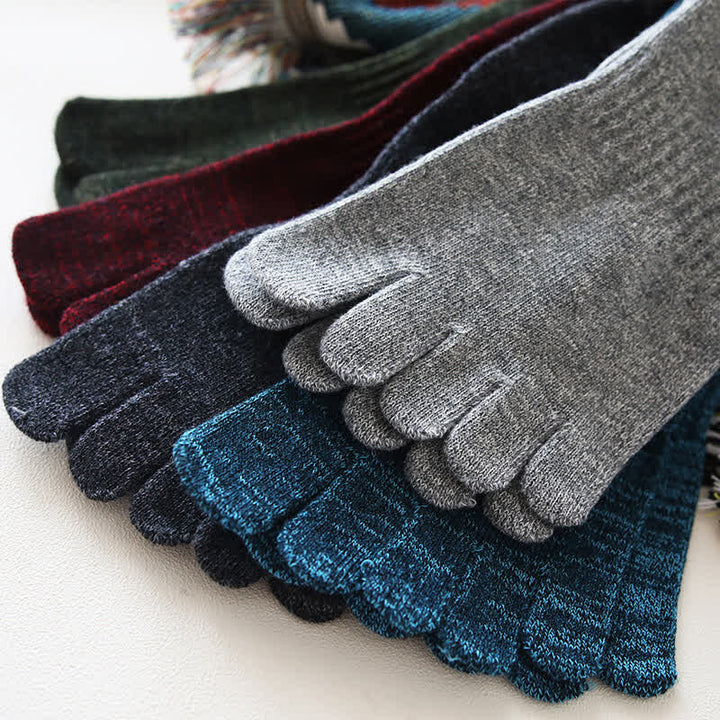 Calcetines tobilleros de algodón de cinco dedos estilo retro para hombre