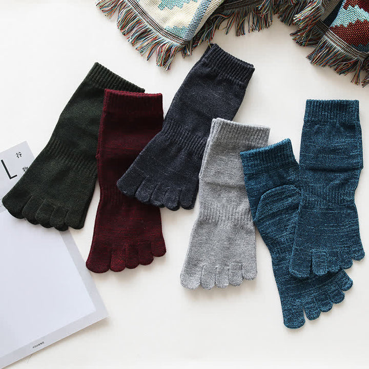 Calcetines tobilleros de algodón de cinco dedos estilo retro para hombre