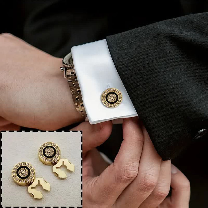 Juego de 1 par de gemelos con botones a presión elegantes y novedosos para hombre