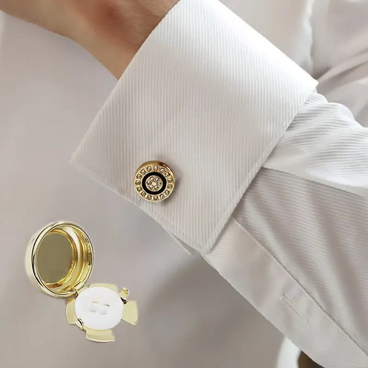 Juego de 1 par de gemelos con botones a presión elegantes y novedosos para hombre