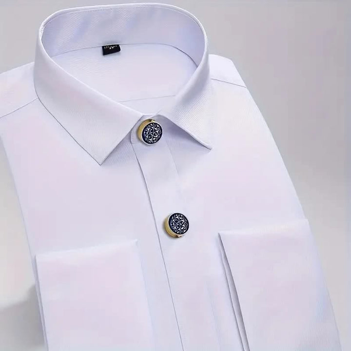 Juego de 1 par de gemelos con botones a presión con diseño floral azul para hombre