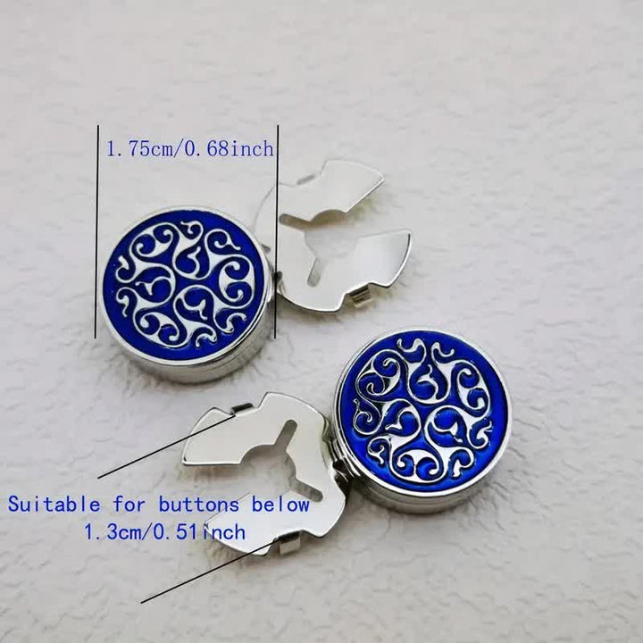 Juego de 1 par de gemelos con botones a presión con diseño floral azul para hombre