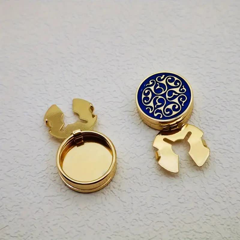 Juego de 1 par de gemelos con botones a presión con diseño floral azul para hombre