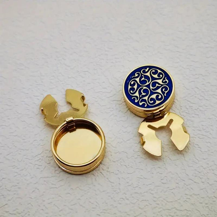 Juego de 1 par de gemelos con botones a presión con diseño floral azul para hombre
