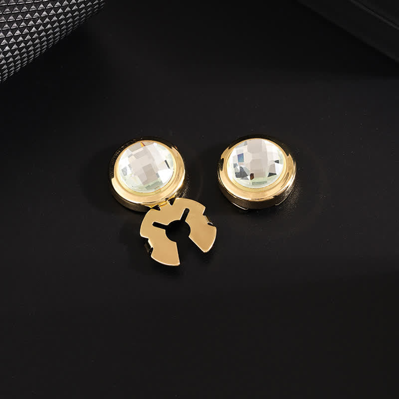 Juego de gemelos con botones de cristal brillante a presión para hombre, 1 par