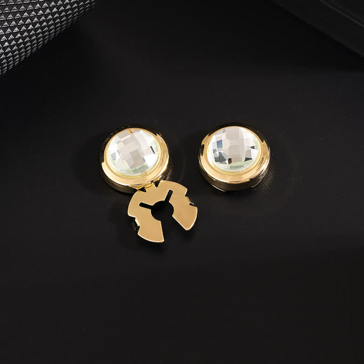 Juego de gemelos con botones de cristal brillante a presión para hombre, 1 par