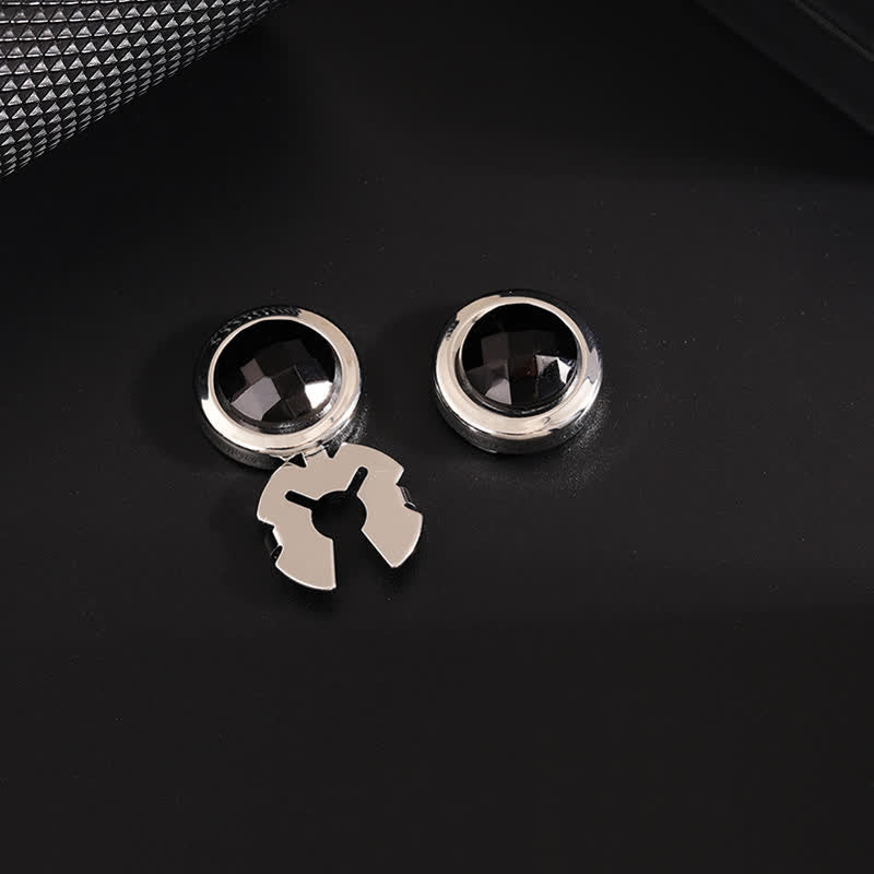 Juego de gemelos con botones de cristal brillante a presión para hombre, 1 par