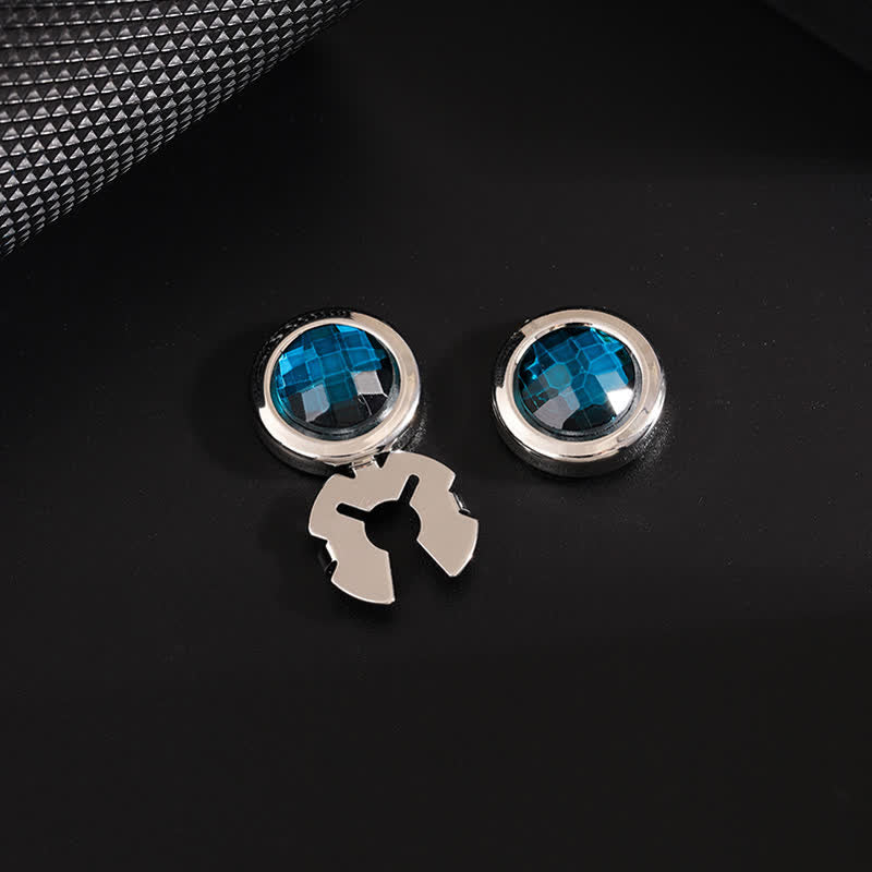 Juego de gemelos con botones de cristal brillante a presión para hombre, 1 par