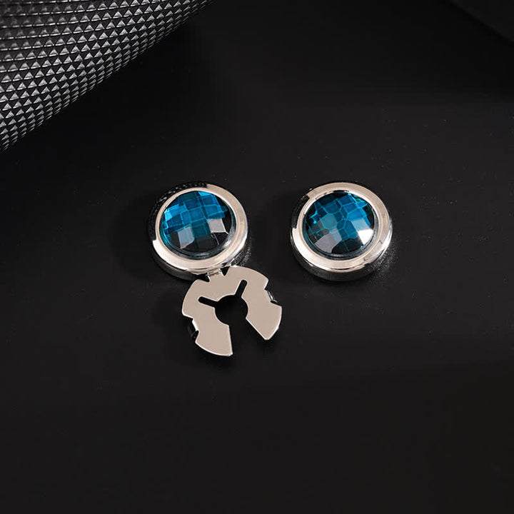 Juego de gemelos con botones de cristal brillante a presión para hombre, 1 par