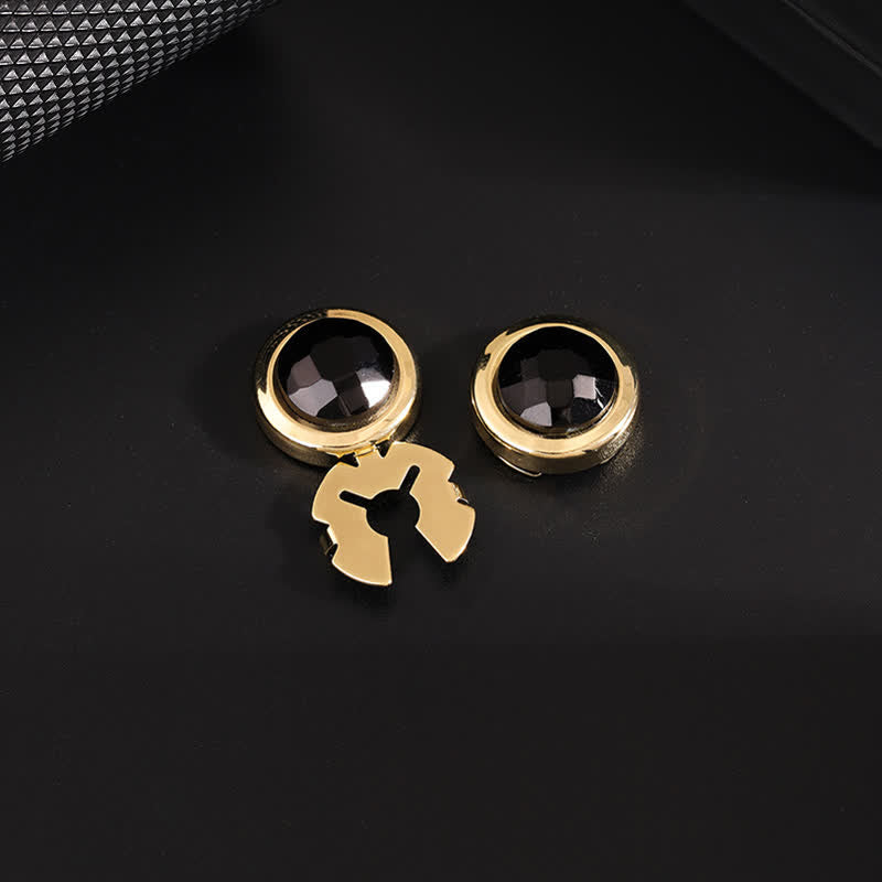 Juego de gemelos con botones de cristal brillante a presión para hombre, 1 par