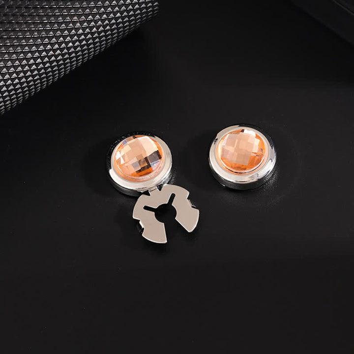 Juego de gemelos con botones de cristal brillante a presión para hombre, 1 par