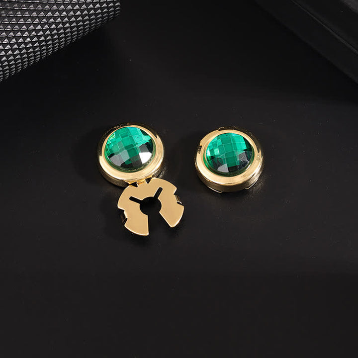 Juego de gemelos con botones de cristal brillante a presión para hombre, 1 par