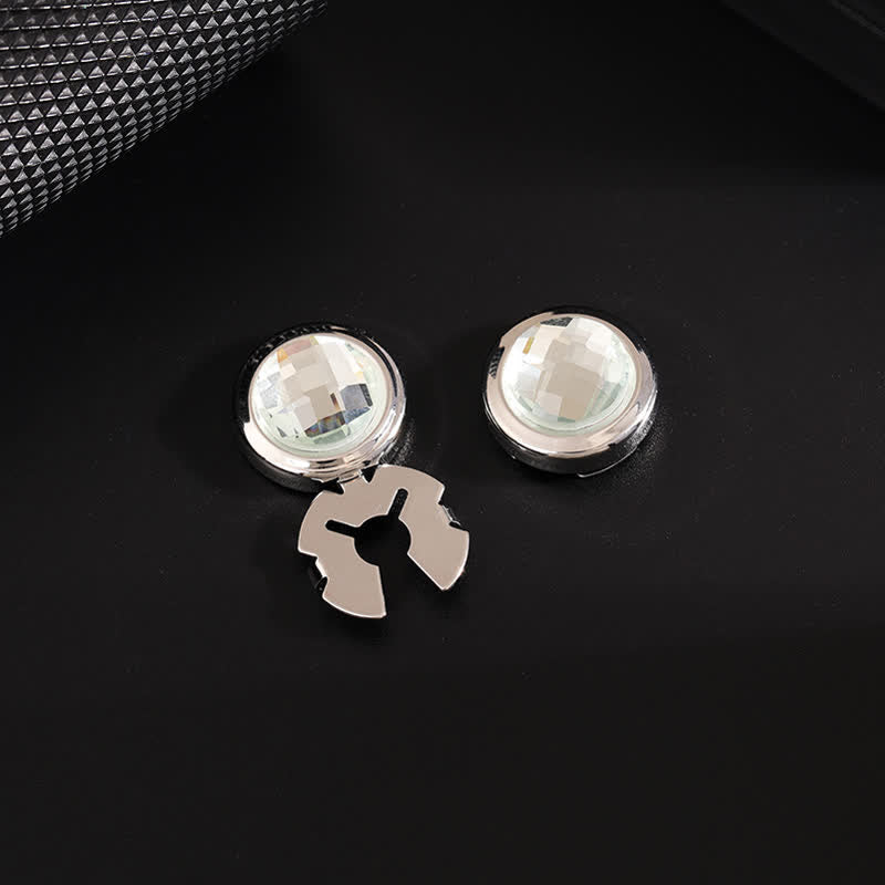 Juego de gemelos con botones de cristal brillante a presión para hombre, 1 par