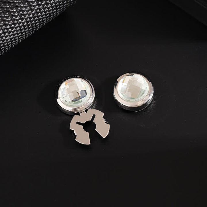 Juego de gemelos con botones de cristal brillante a presión para hombre, 1 par