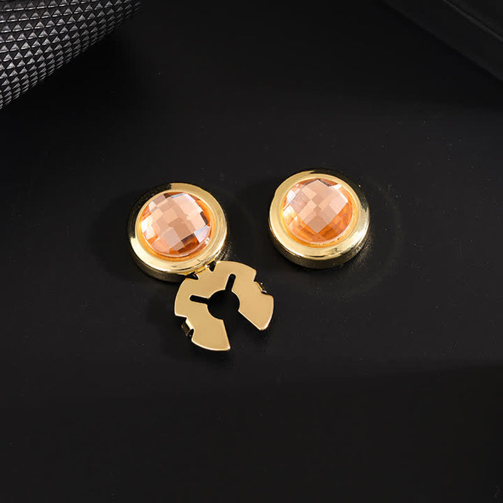 Juego de gemelos con botones de cristal brillante a presión para hombre, 1 par